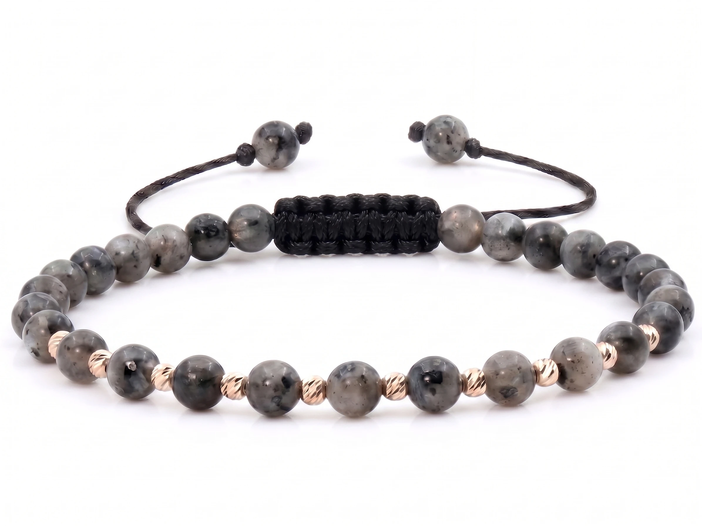 Bijuterii handmade - Bratara cu 10 bile de Aur 14k si Larvikit
