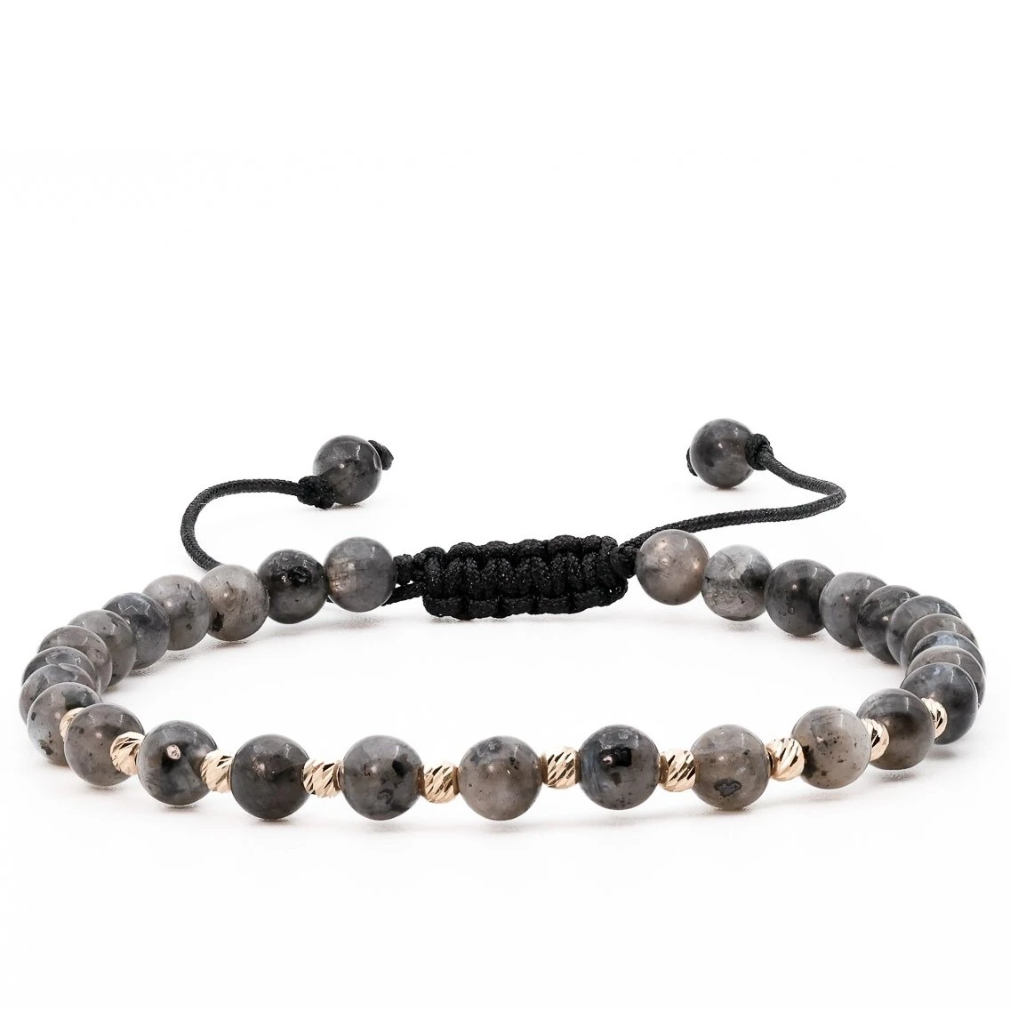 Bratari cu bile de Aur - Bratara cu bile de Aur 14k si Larvikit – AU0186