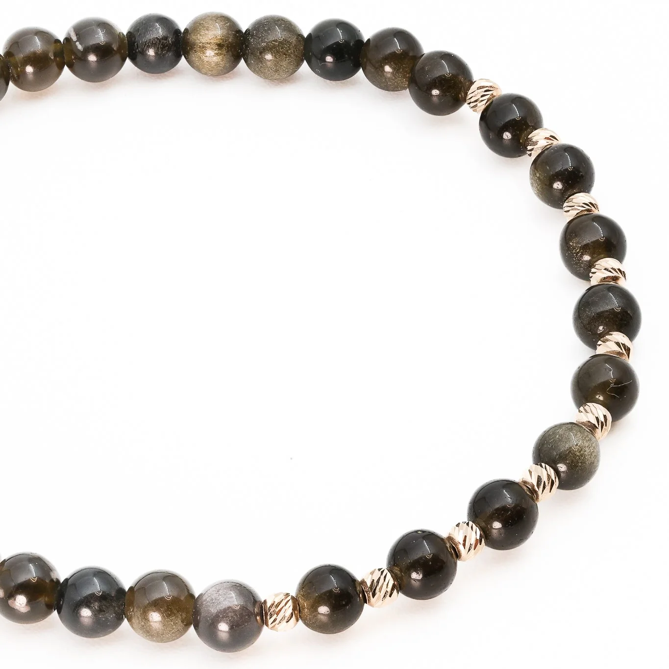 Bratara cu bile de Aur 14k si Obsidian Auriu – AU0180 [2]