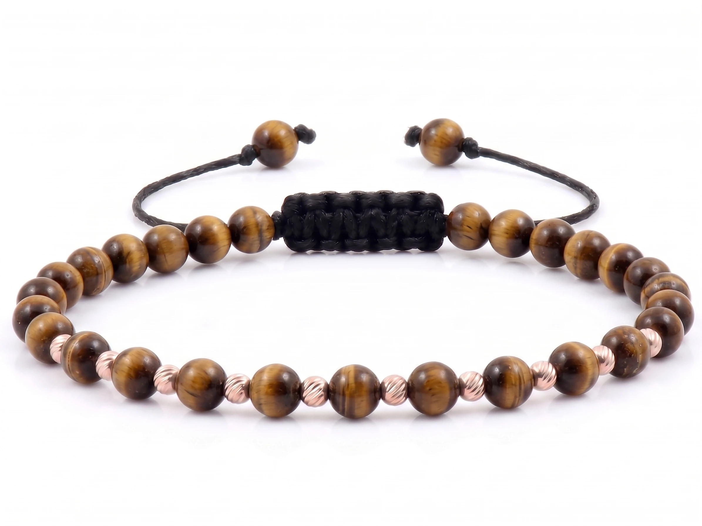 Bijuterii handmade - Bratara cu 10 bile de Aur 14k si Ochi de tigru