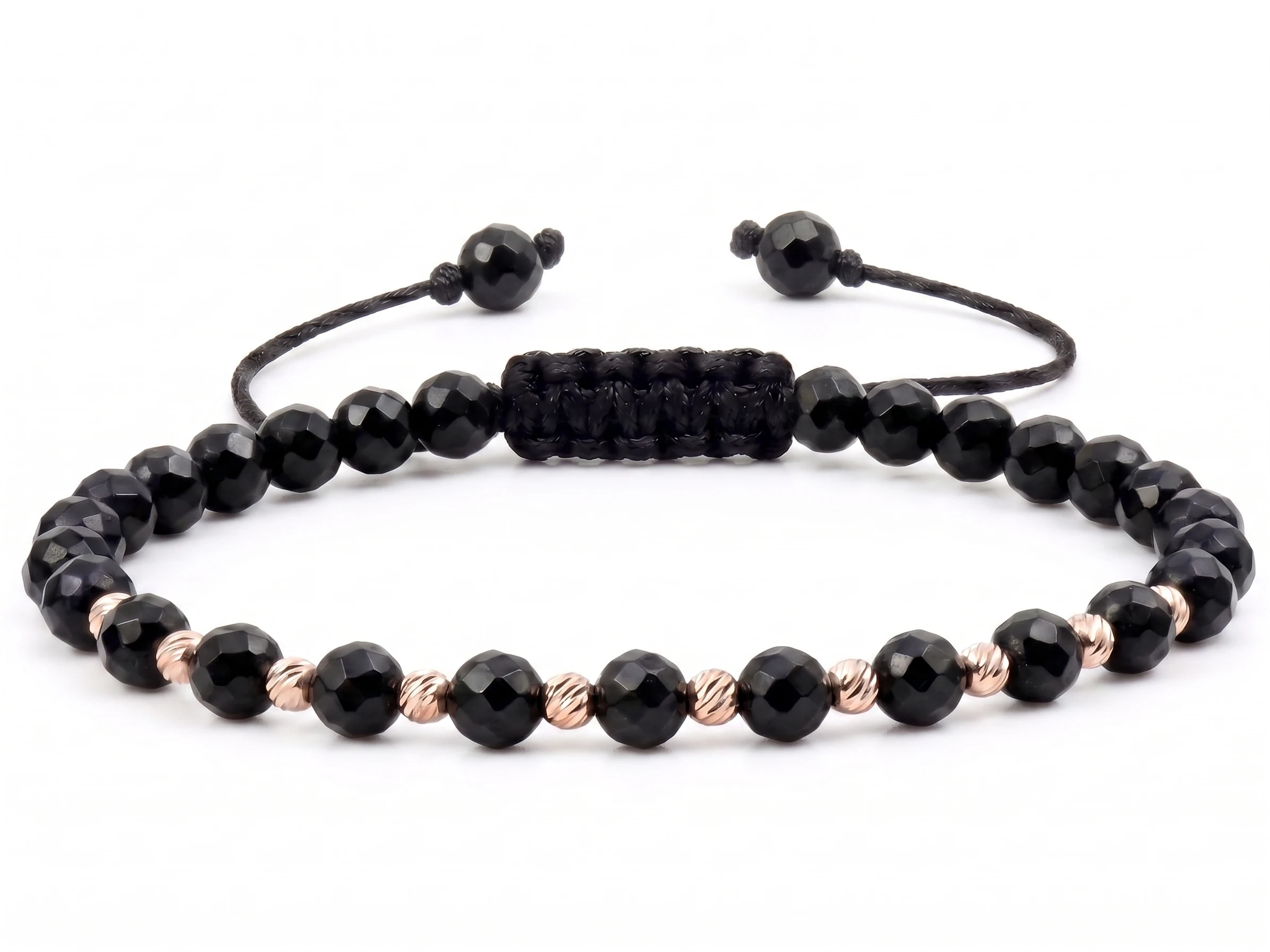 Bijuterii handmade - Bratara cu 10 bile de Aur 14k si Onix fatetat