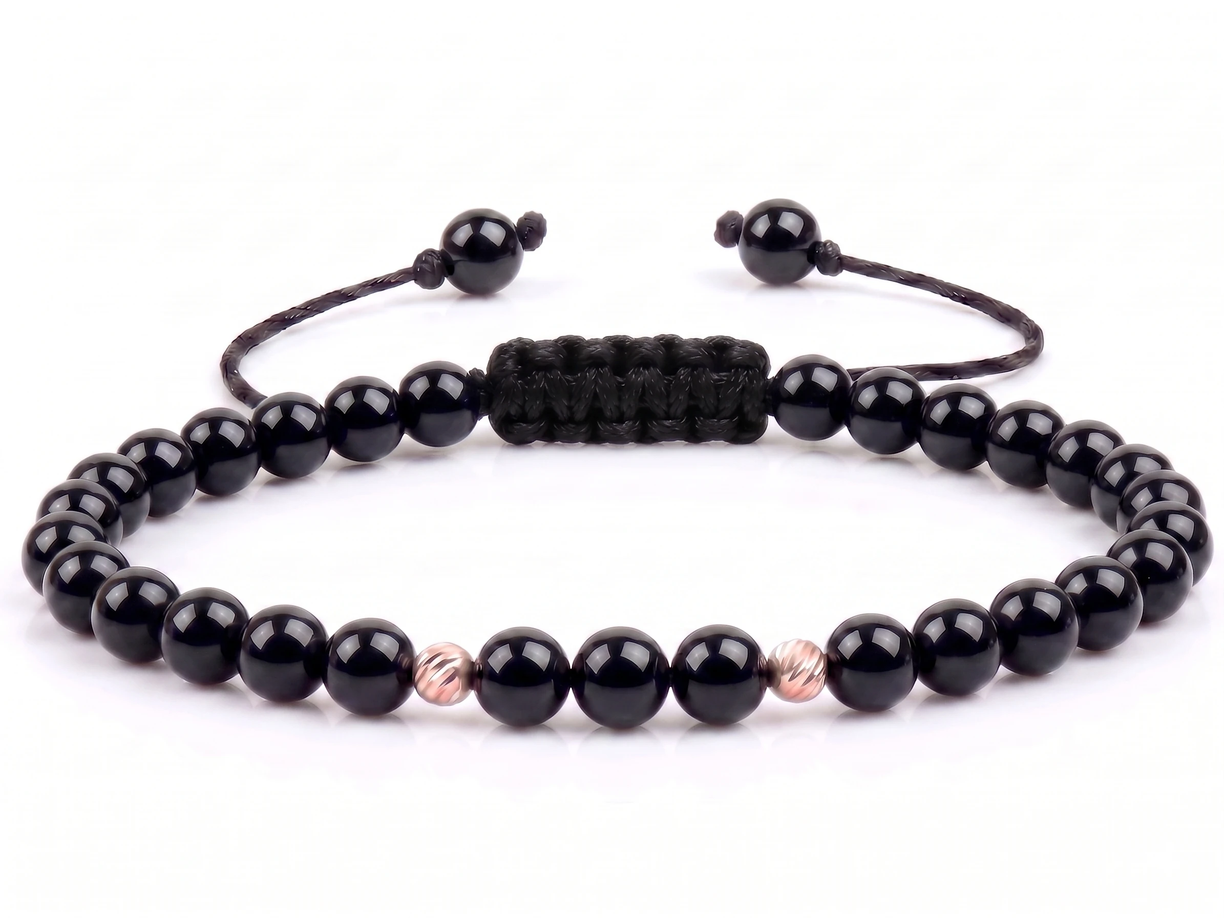 Bijuterii handmade - Bratara cu 2 bile de Aur 14k si Onix