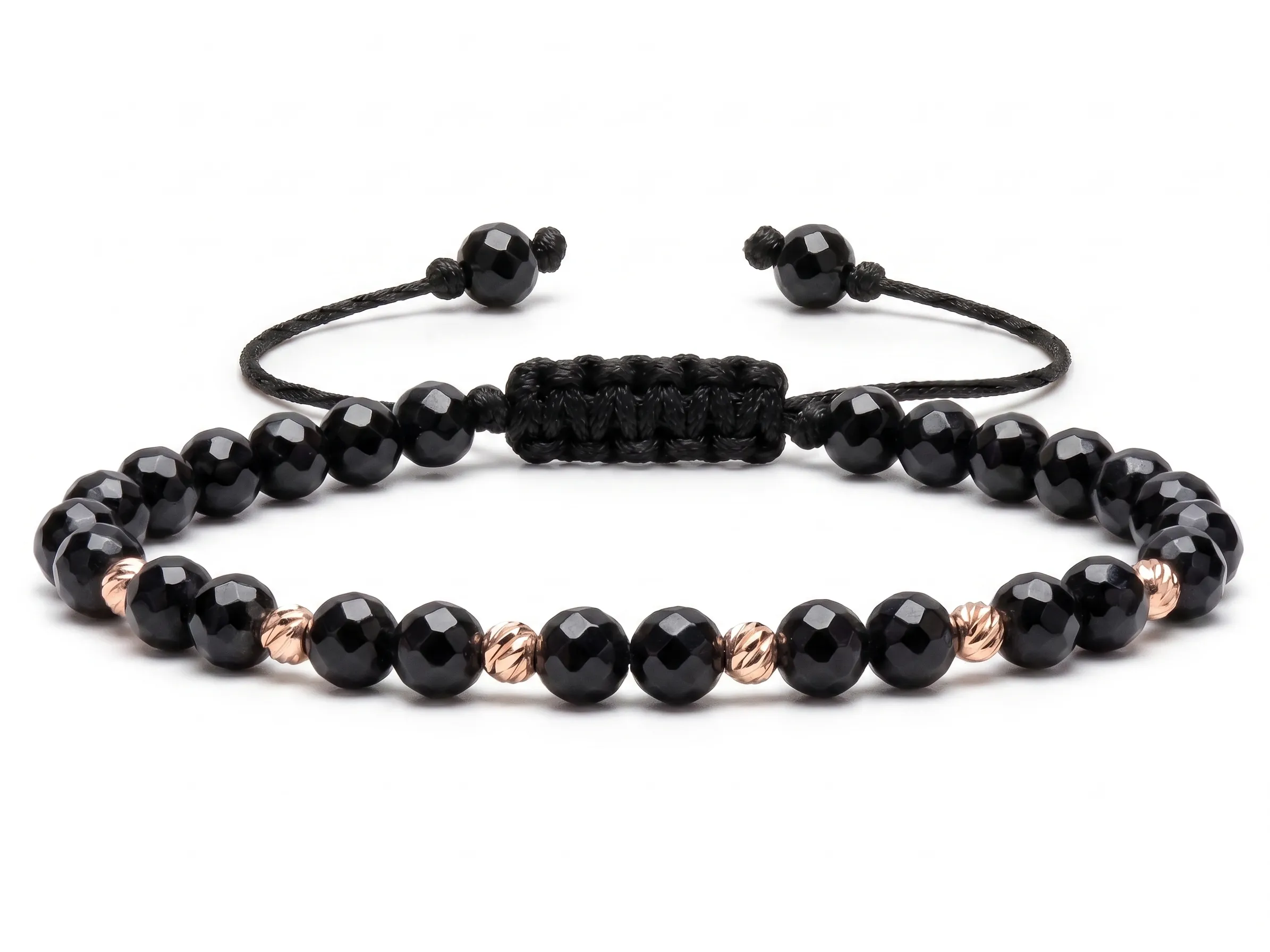 Bijuterii handmade - Bratara cu 6 bile de Aur 14k si Onix fatetat