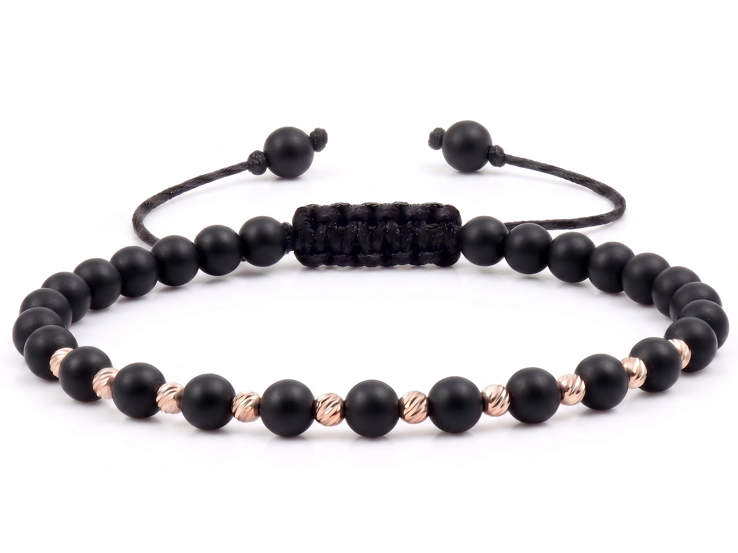 Bijuterii handmade - Bratara cu 10 bile de Aur 14k si Onix mat