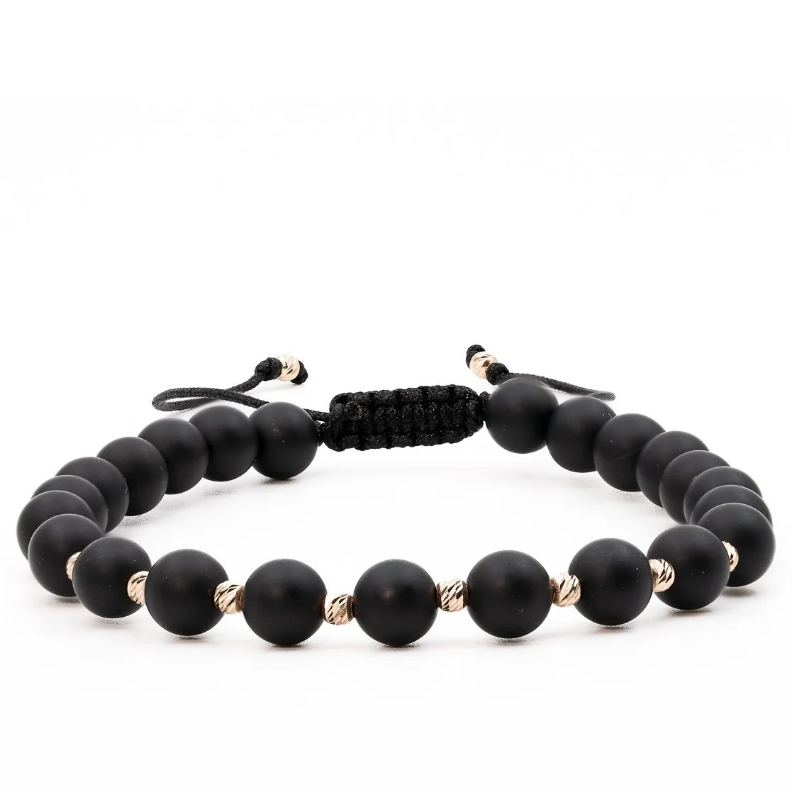 Bratari cu bile de Aur - Bratara cu bile de Aur 14k si Onix mat 6 mm – AU0183