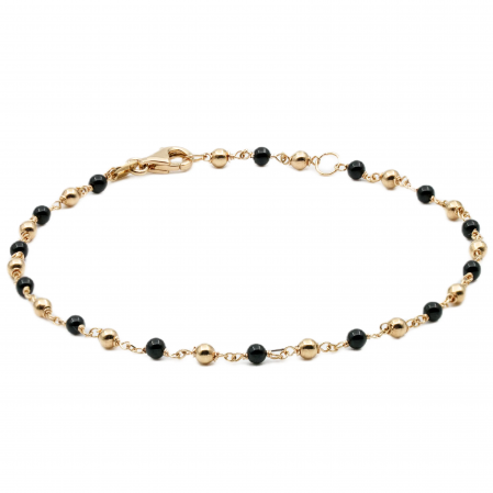 Bijuterii aur - Femei - Bratari - Bratara cu bile de Aur 14k si pietre semipretioase Onix AU0136