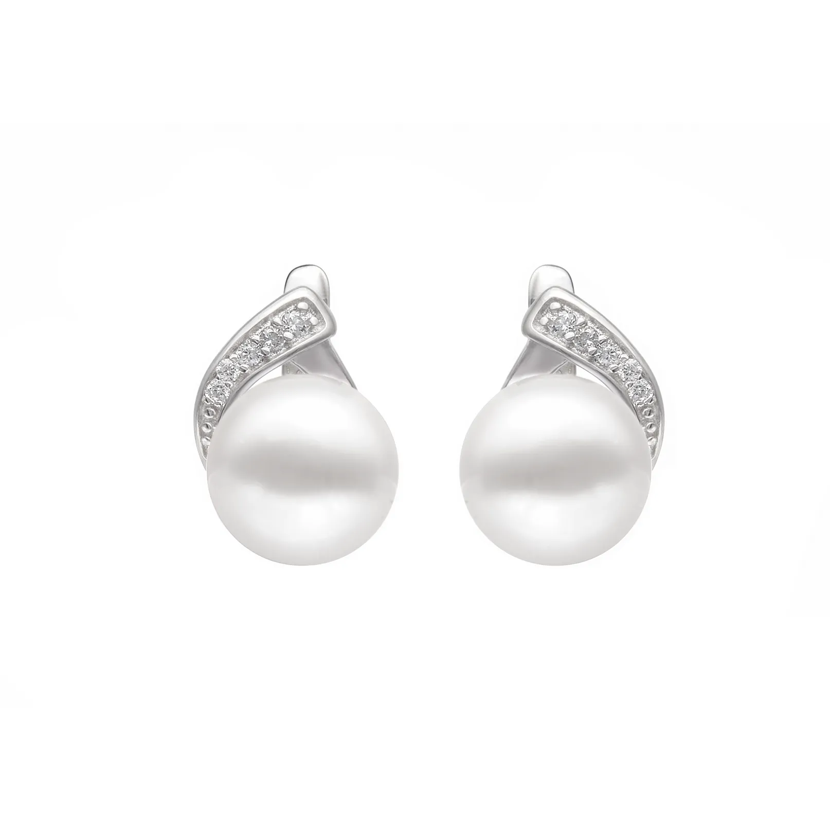Cercei cu perle - Cercei argint cu perle naturale si zirconia - Croisée