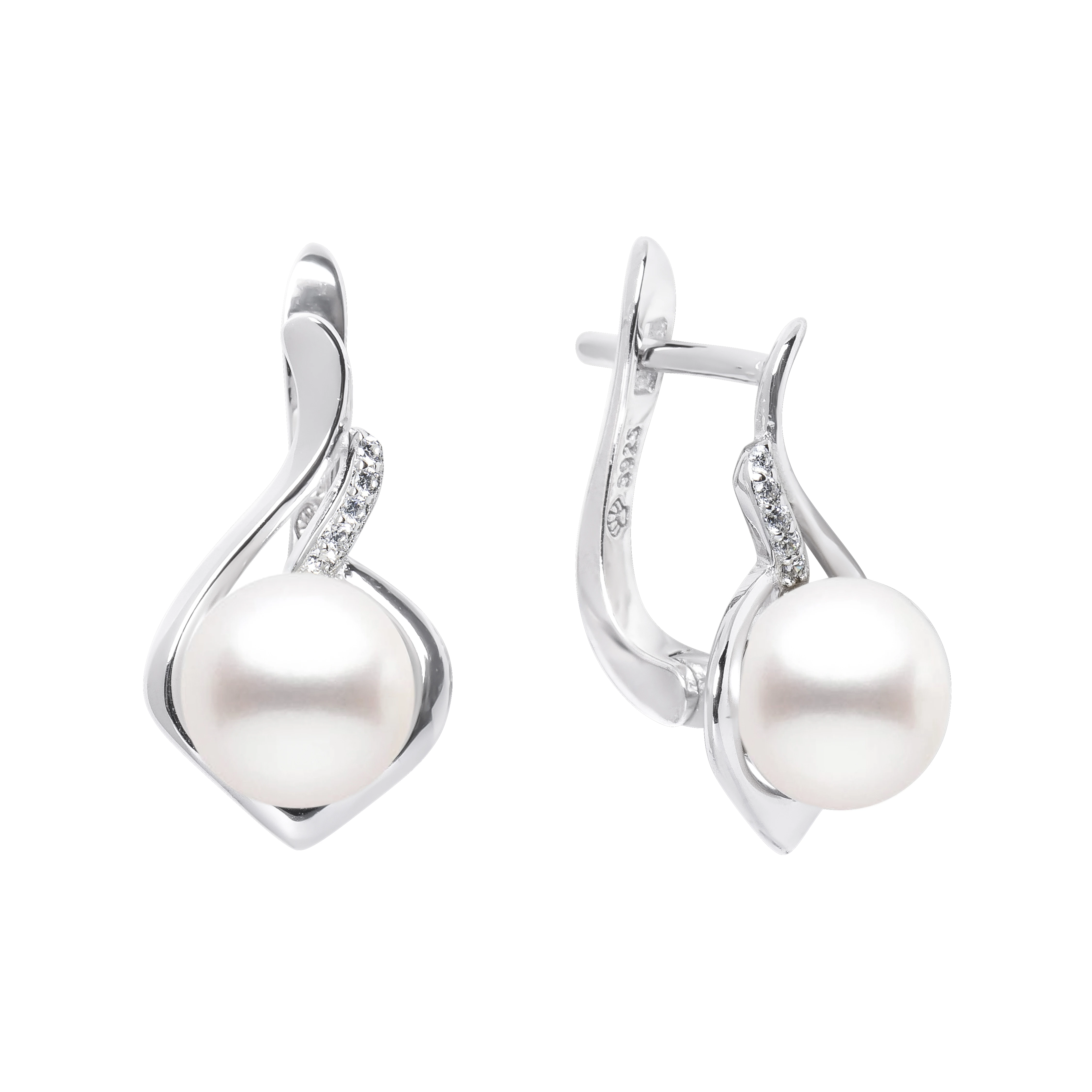 Cercei cu perle - Cercei argint cu perle naturale si zirconia - Flamme
