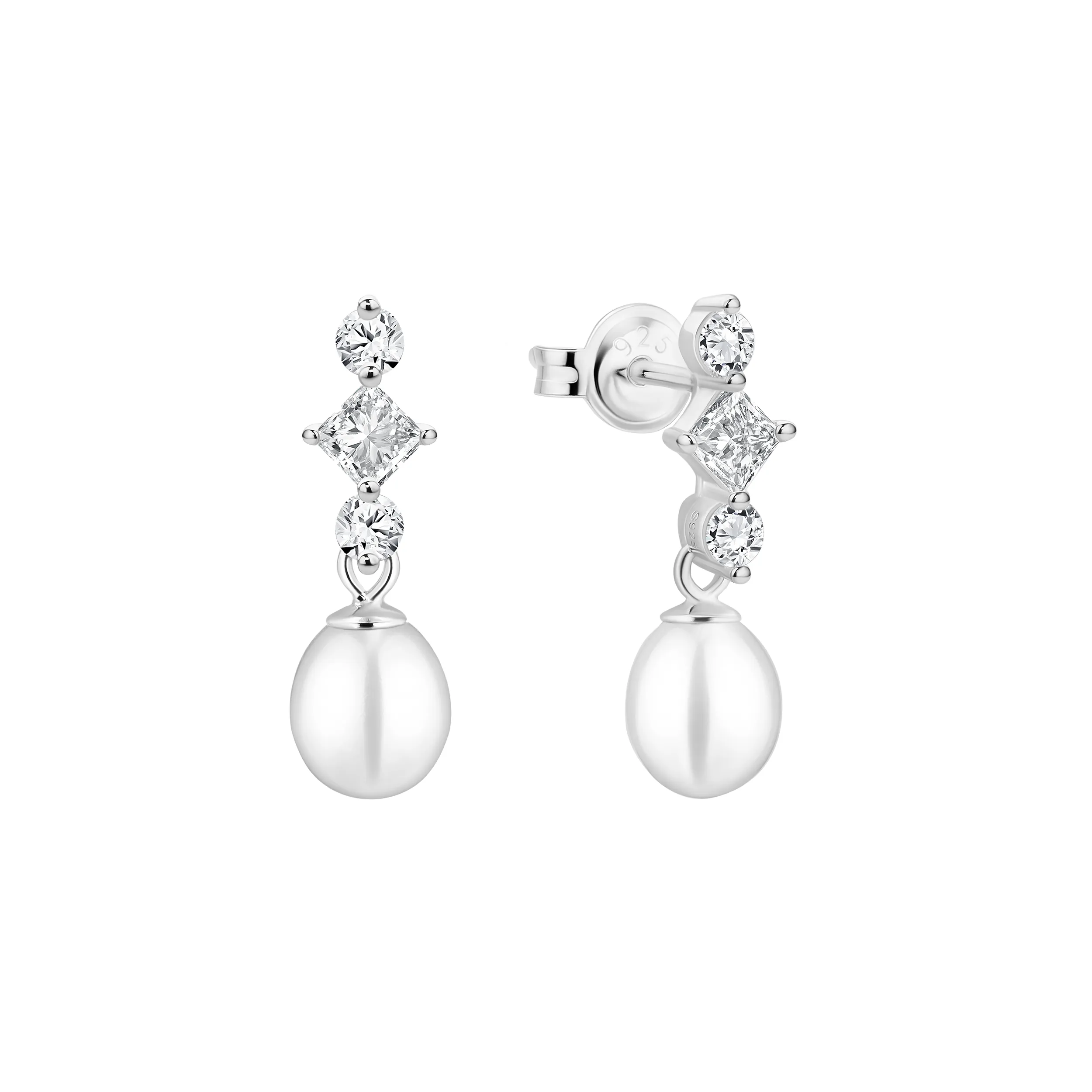 Cercei argint cu perle naturale si zirconia - Versailles