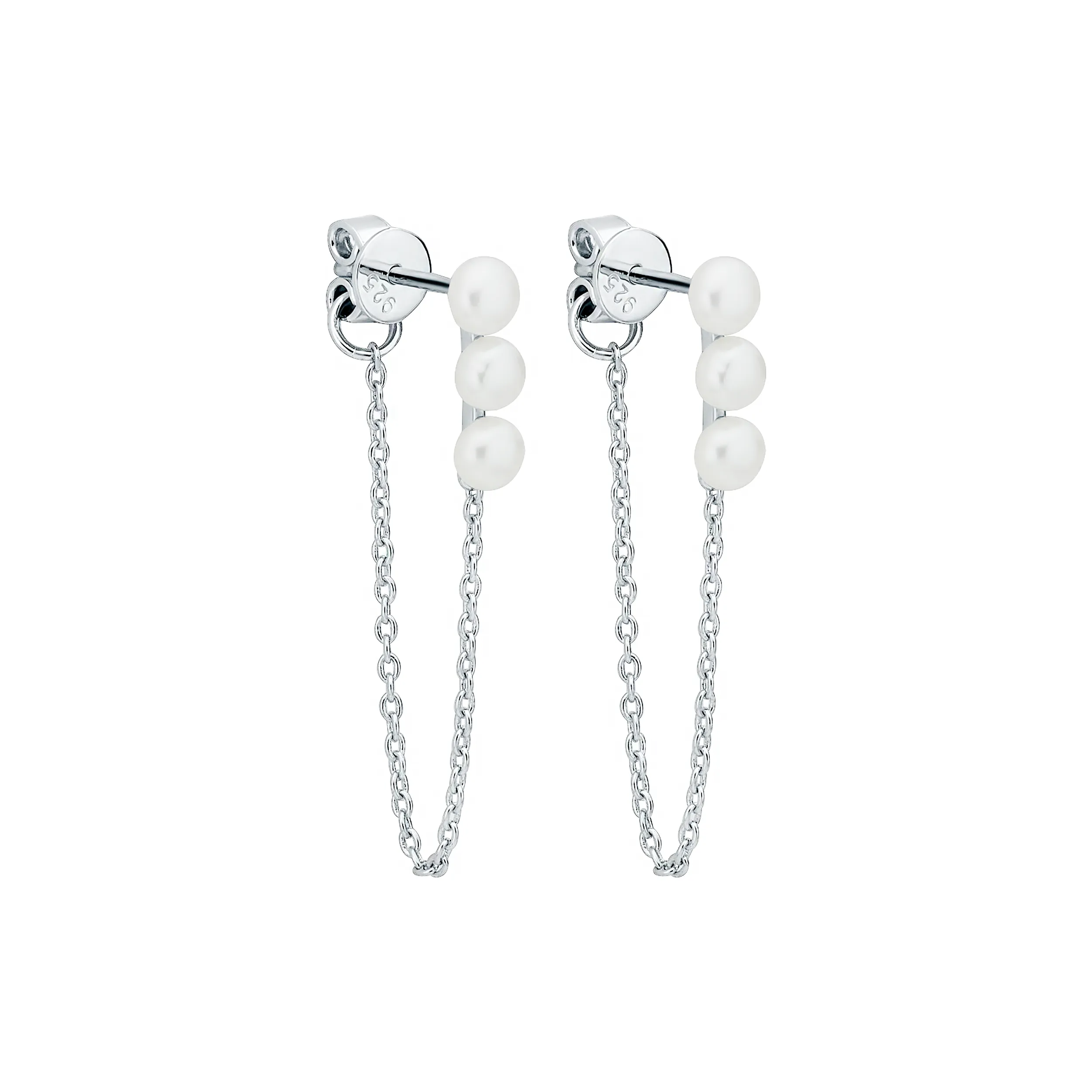 Cercei argint cu perle naturale - Trio Cascade