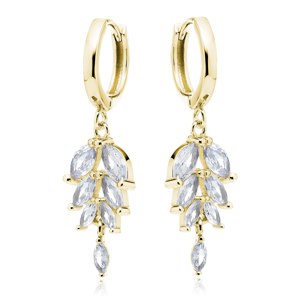 Cercei argint cu zirconii - Golden Leaf