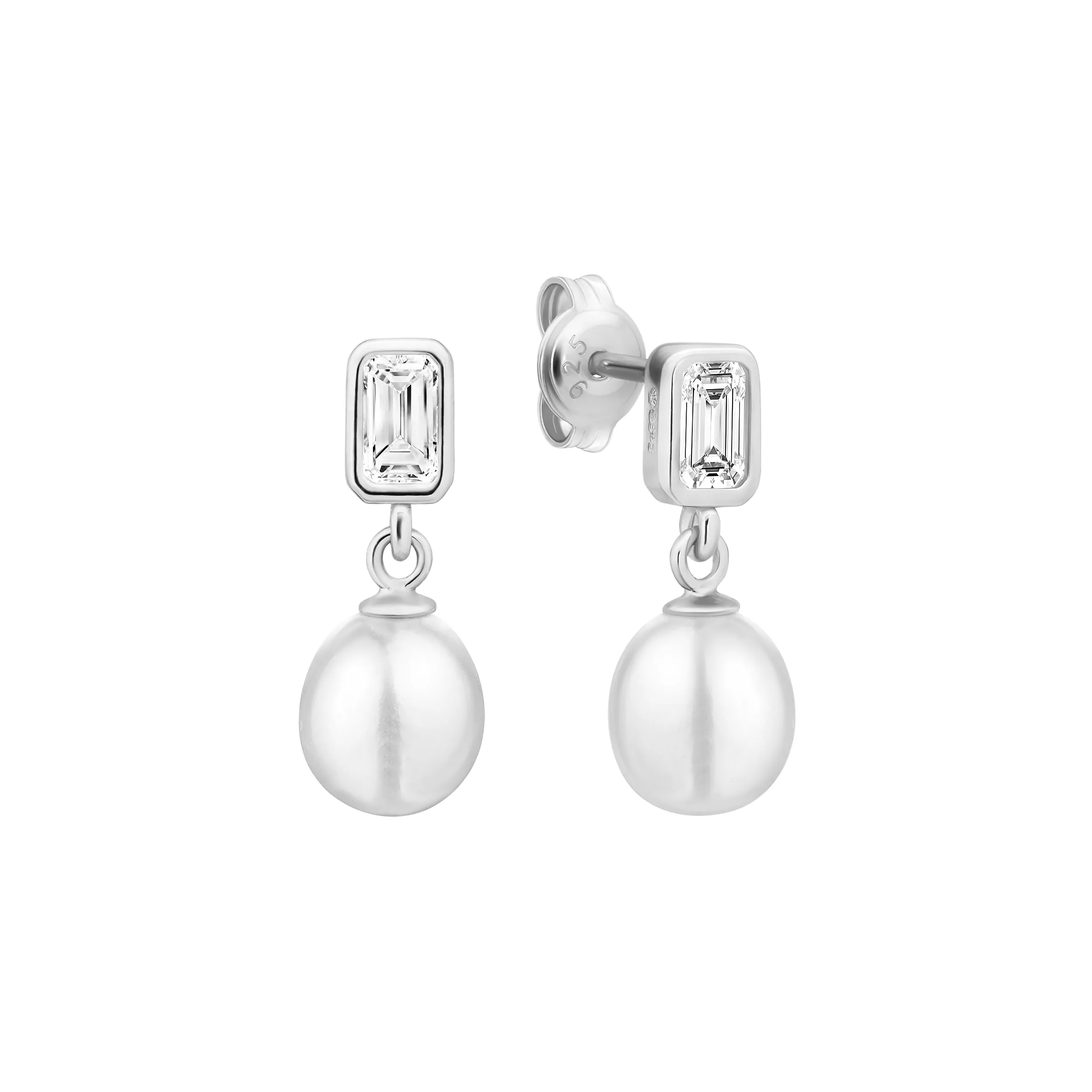 Cercei argint drops cu perle naturale si zirconia - Pure Grace