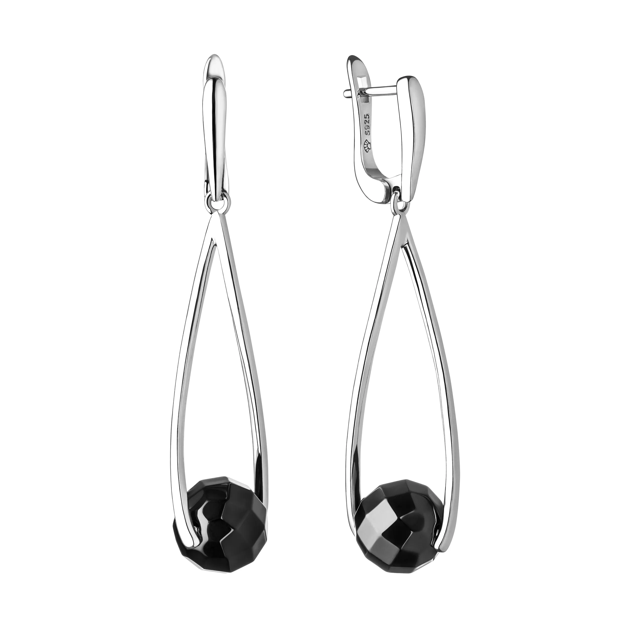 Cercei argint lungi cu onix - Péndulo Negro