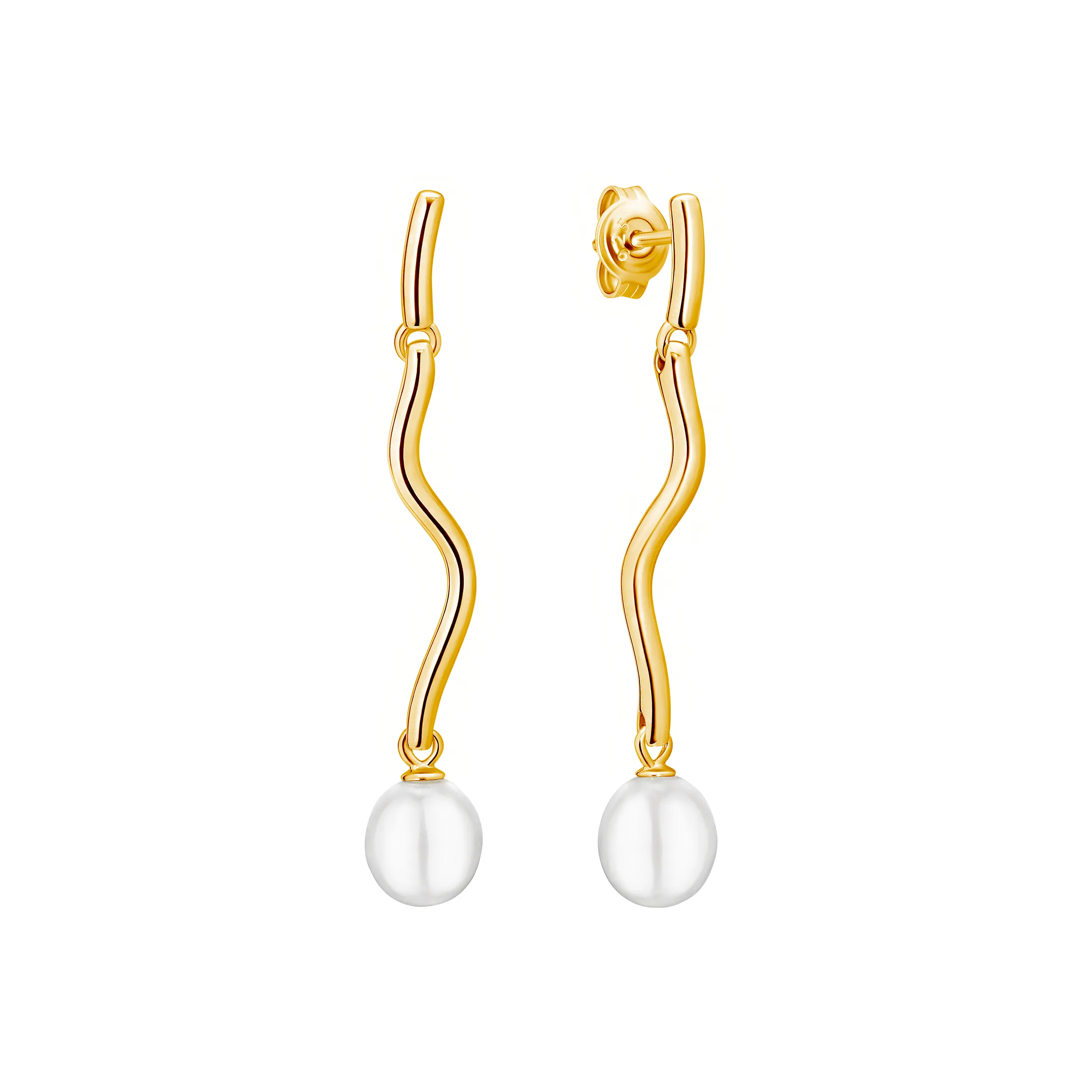 Cercei argint lungi cu perle naturale - Onda d'Oro