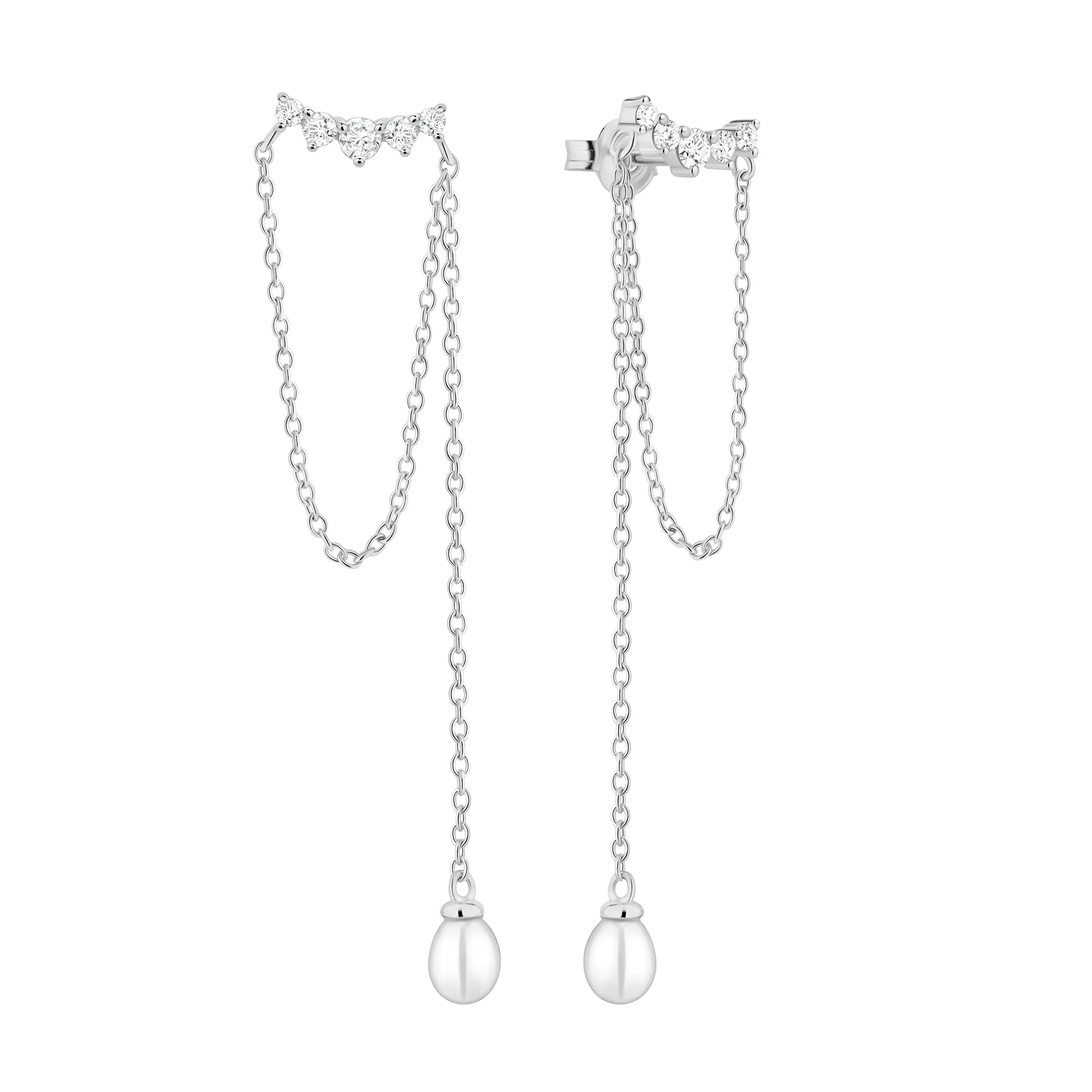 Cercei argint lungi cu perle naturale - Tiara