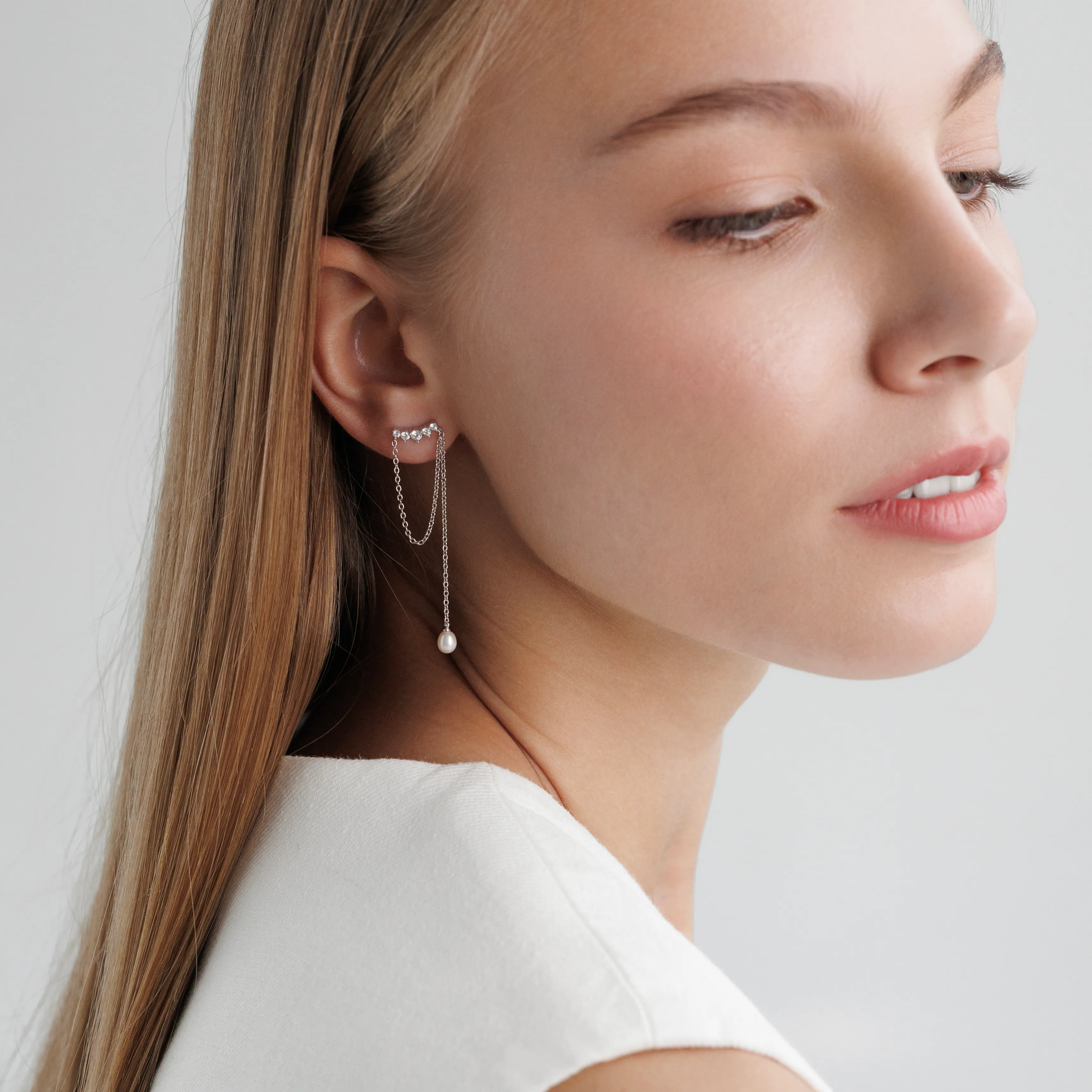 Cercei argint lungi cu perle naturale - Tiara [1]