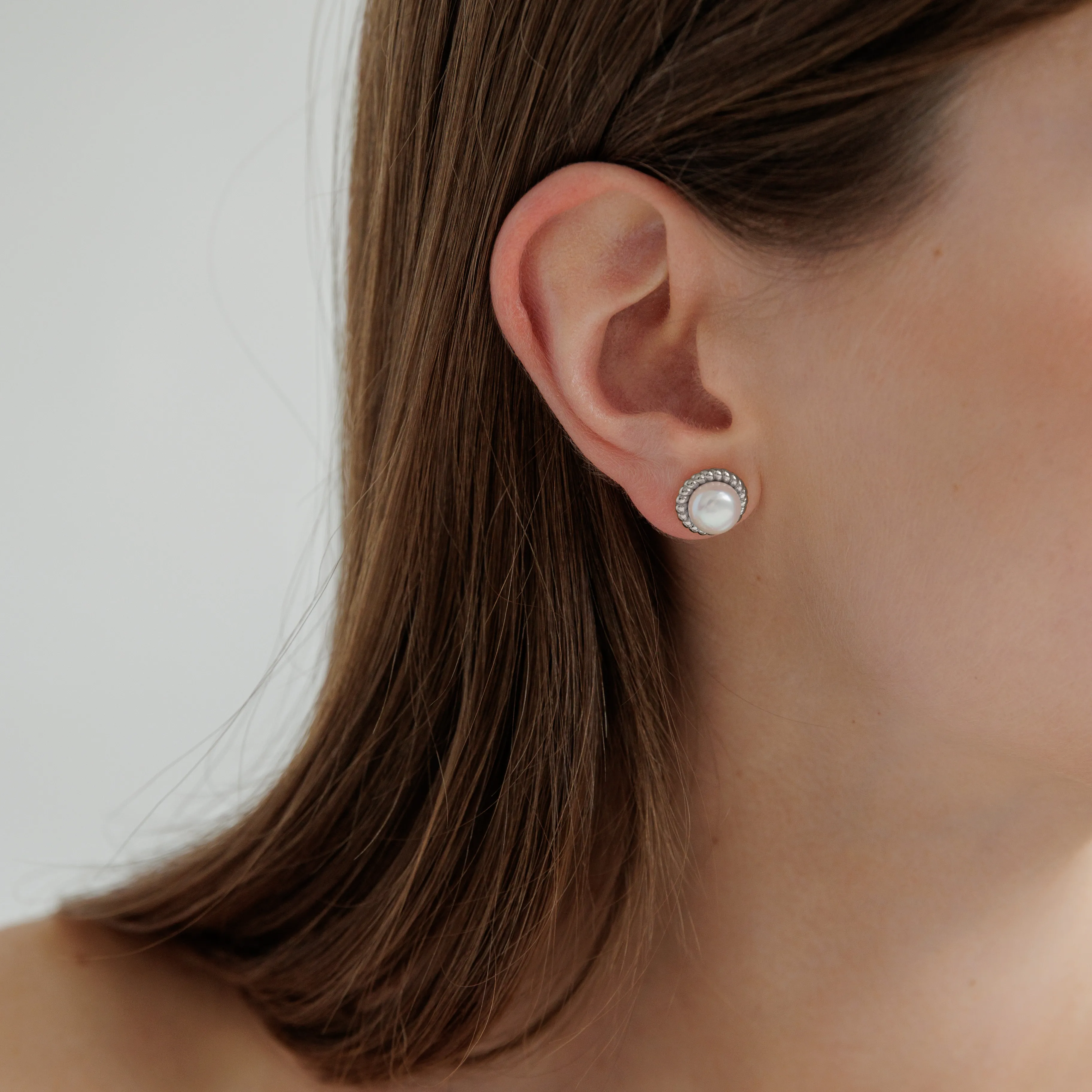 Cercei argint stud cu perle naturale - Fiore [1]