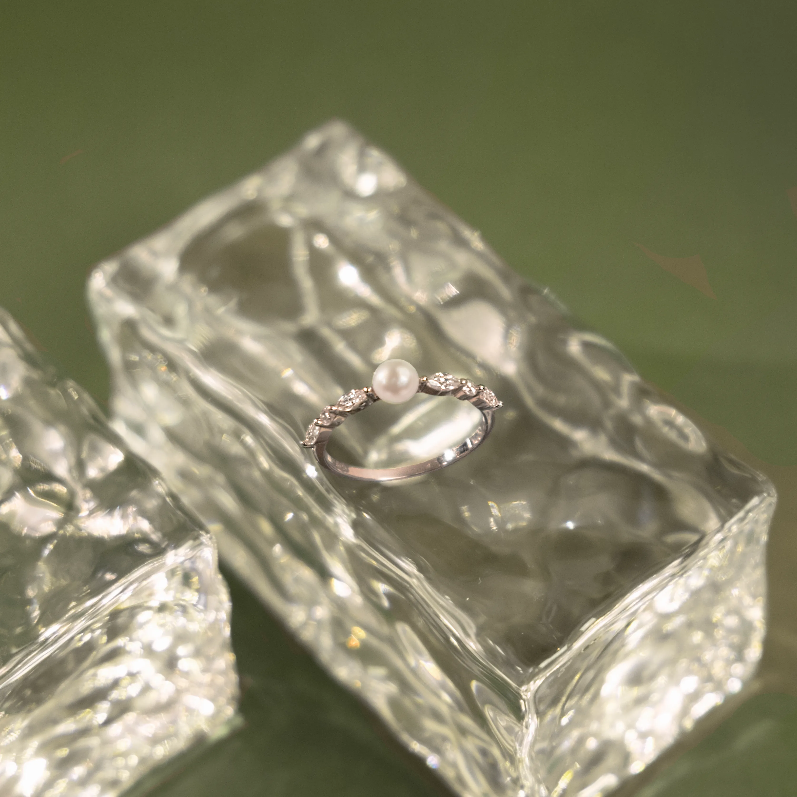 Inel argint cu perla naturala si zirconia marquise - Céleste [2]