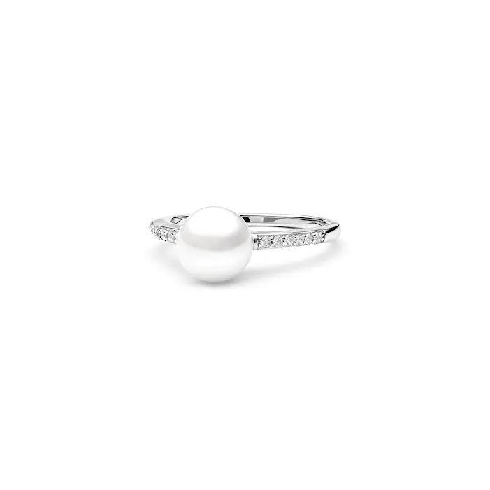 Inele - Inel argint cu perla naturale si zirconia pavé - Noble