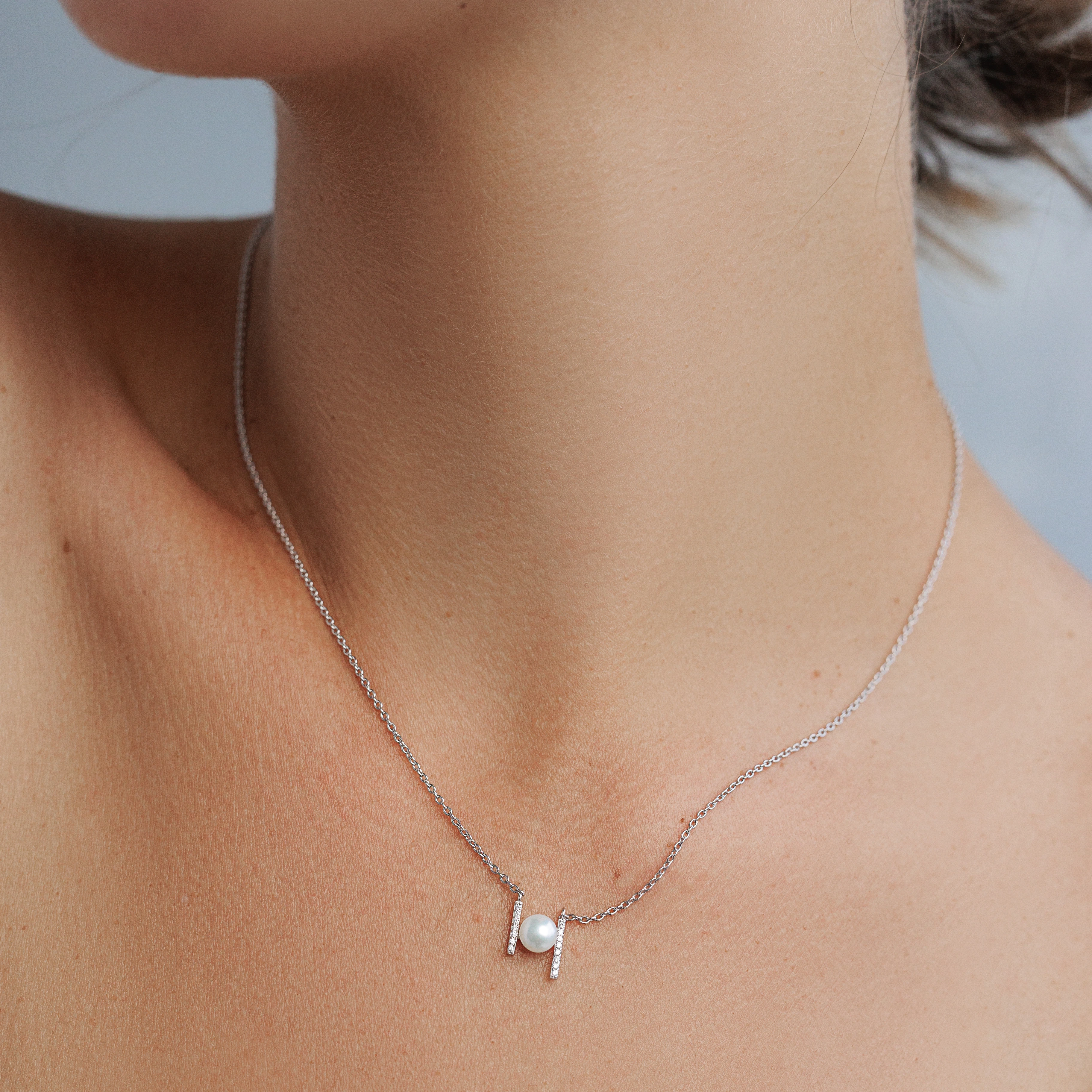Pandant argint cu perla naturala si zirconia pavé - Aligné [1]