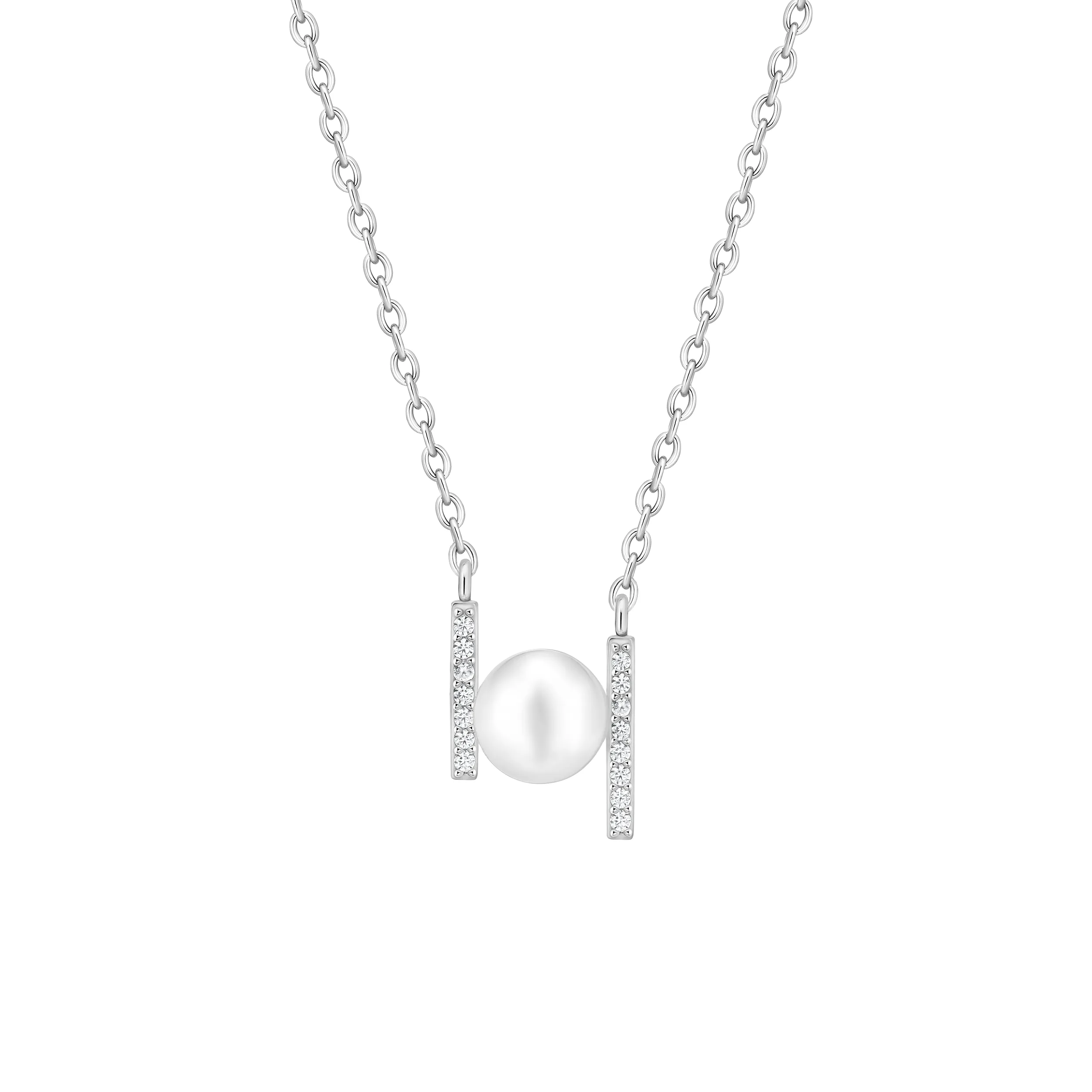 Pandant argint cu perla naturala si zirconia pavé - Aligné
