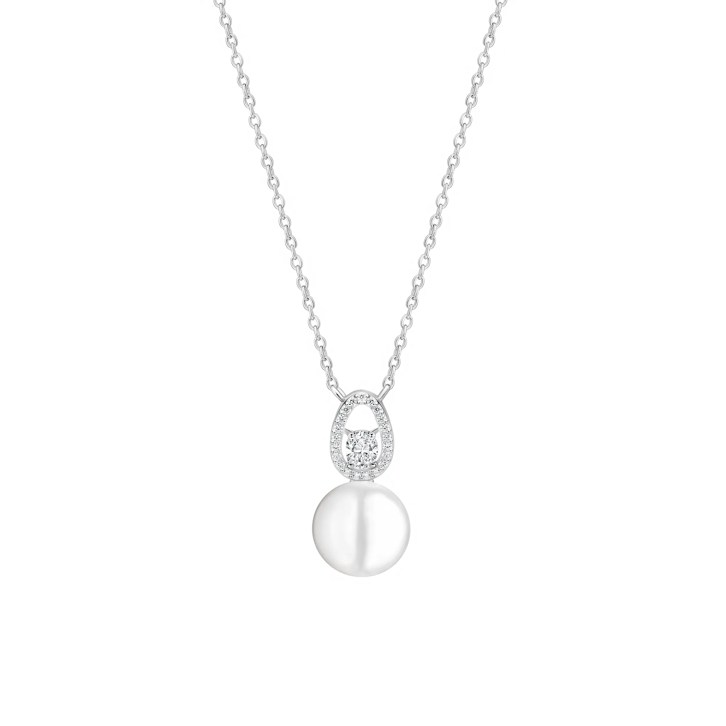 Pandant argint cu perla naturala si zirconia pavé - Lágrima