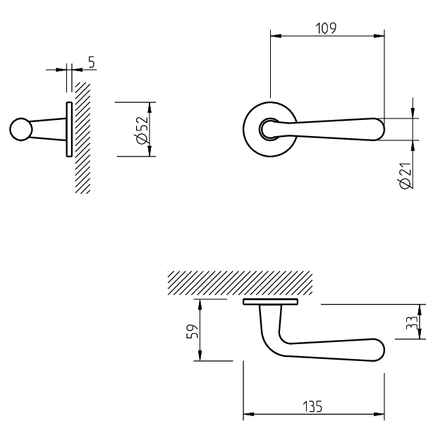 Mâner ușa negru, 293 - rozetă cheie [3]