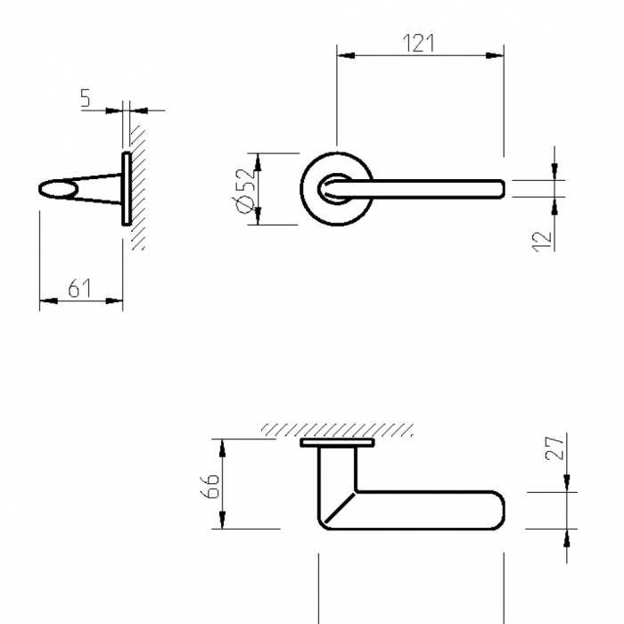 Mâner ușa crom lucios, 3098 5S - rozetă cheie [3]
