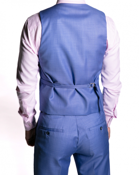 Costum Office Slim Albastru Deschis cu Vestă [5]