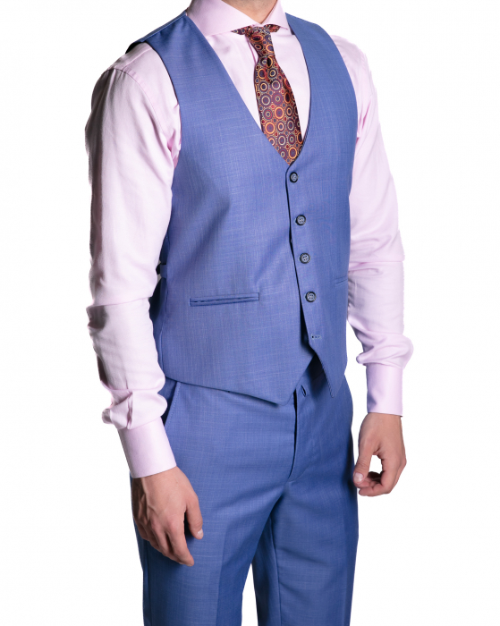 Costum Office Slim Albastru Deschis cu Vestă [4]