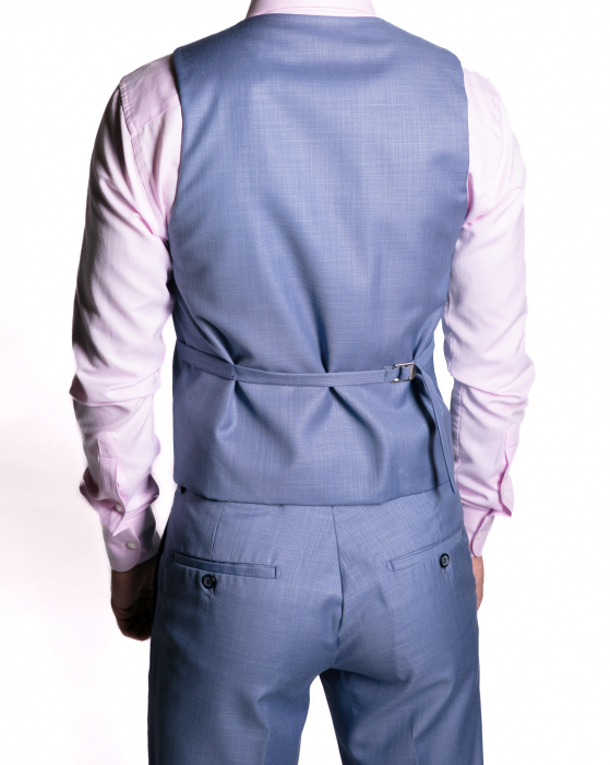 Costum Office Slim Albastru Deschis cu Vestă [5]