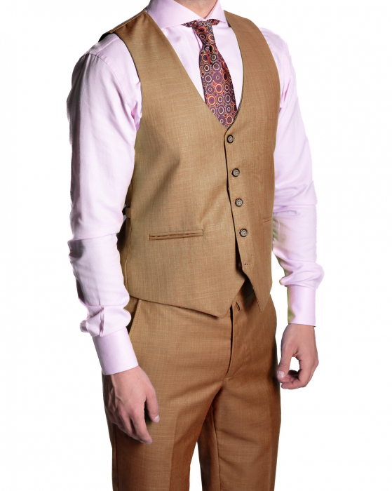 Costum Office Slim Cafeniu cu Vestă [4]