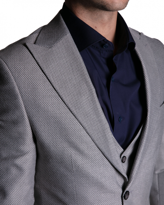Costum Office Slim Gri cu Vestă [2]