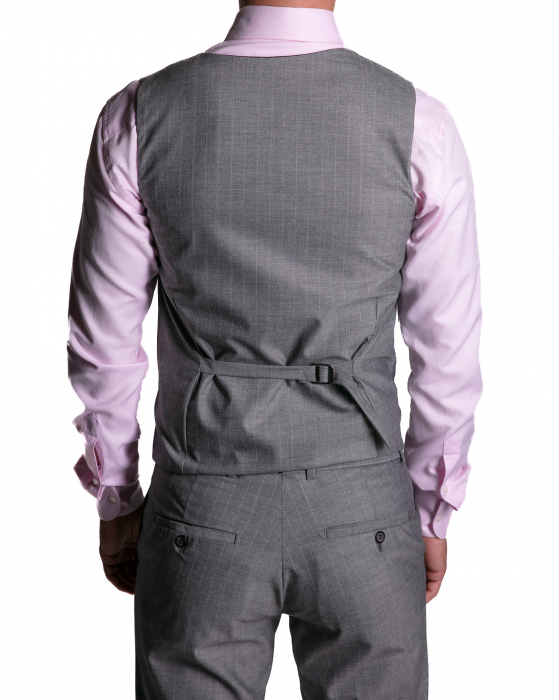 Costum Office Slim Gri Dungat cu Vestă [5]