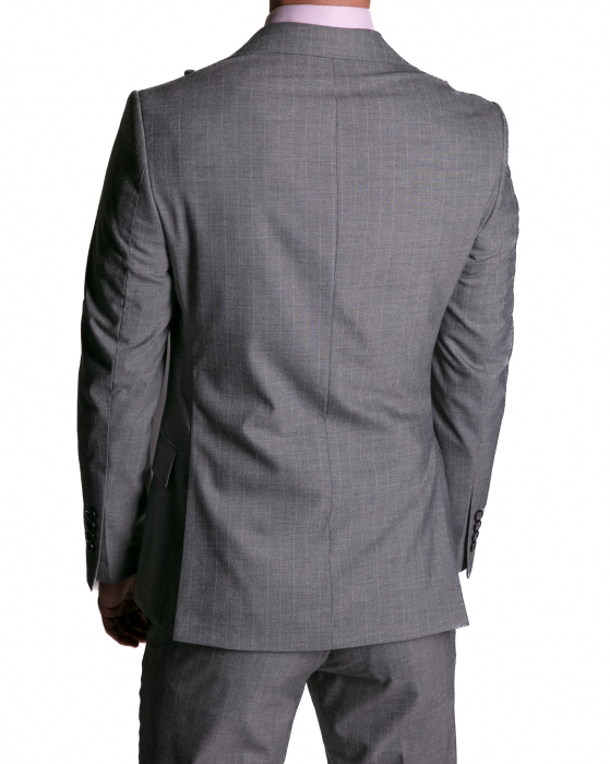 Costum Office Slim Gri Dungat cu Vestă [2]