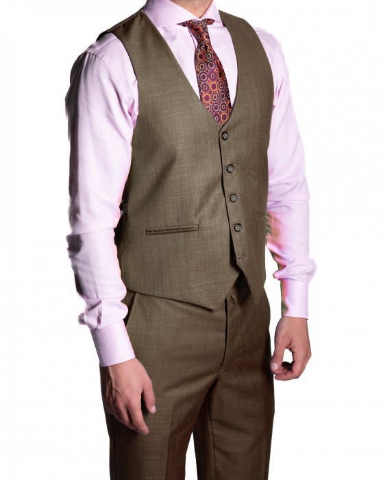 Costum Office Slim Maro cu Vestă [4]