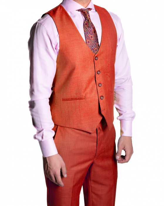 Costum Office Slim Roșu cu Vestă [4]