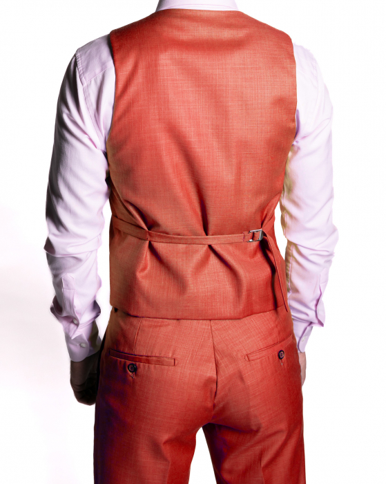 Costum Office Slim Roșu cu Vestă [5]