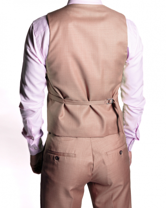 Costum Office Slim Roz Somon cu Vestă [5]