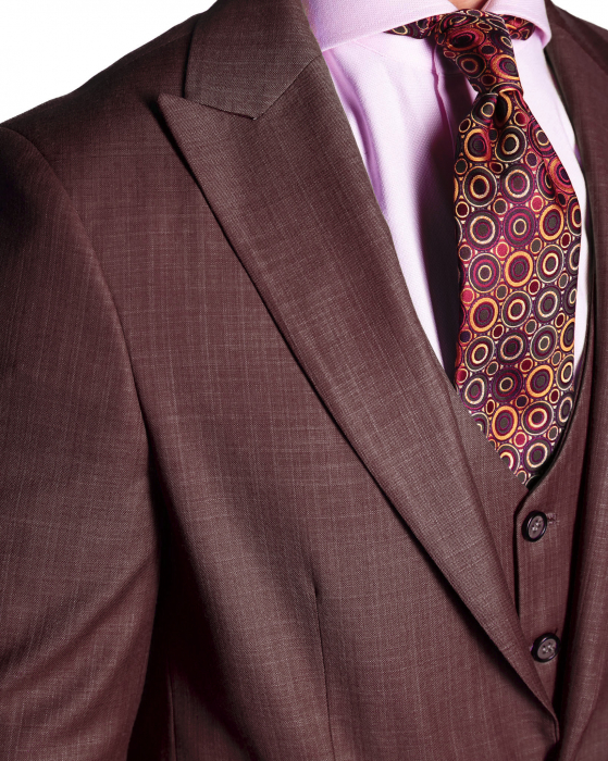 Costum Office Slim Vișiniu cu Vestă [2]