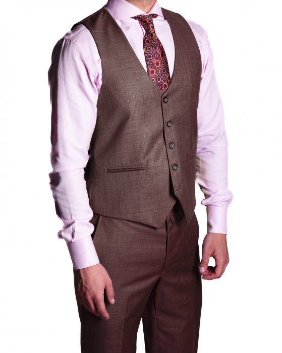 Costum Office Slim Vișiniu cu Vestă [4]
