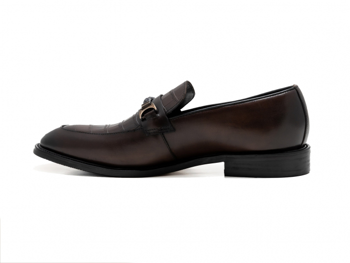 Loafers din piele maro cu cataramă [3]