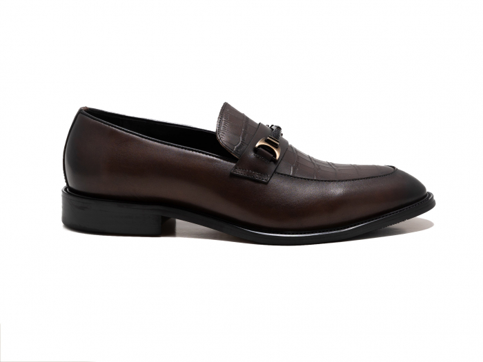 Loafers din piele maro cu cataramă [2]