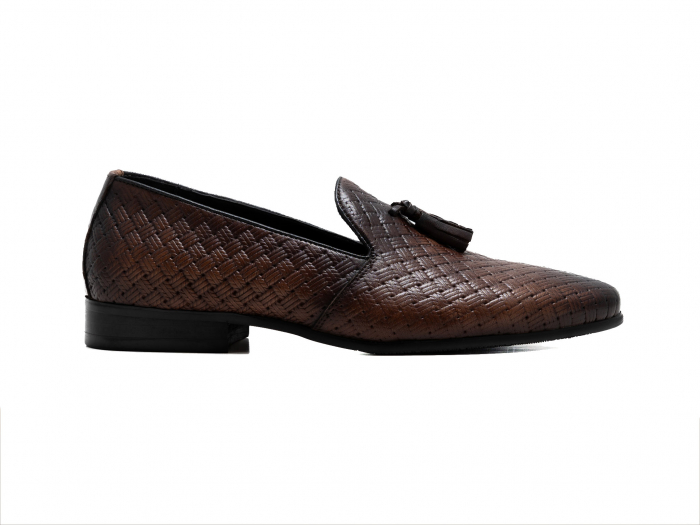 Loafers din piele maro cu ciucuri [2]