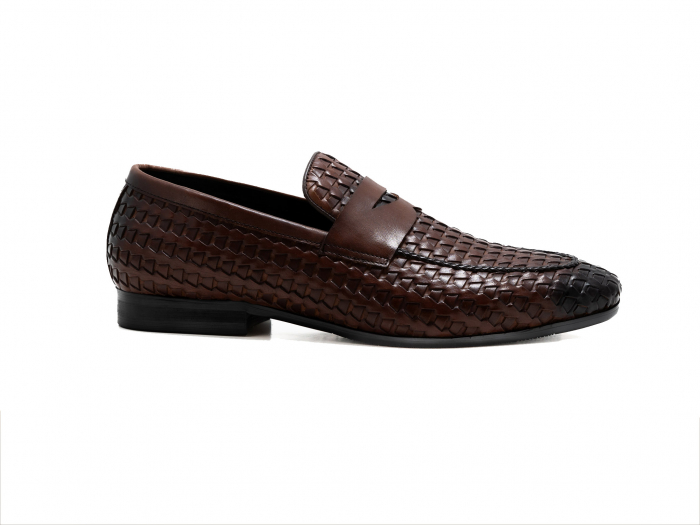 Loafers din piele maro împletită [2]