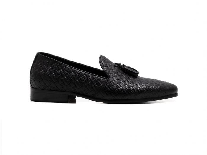 Loafers din piele neagră cu ciucuri [2]