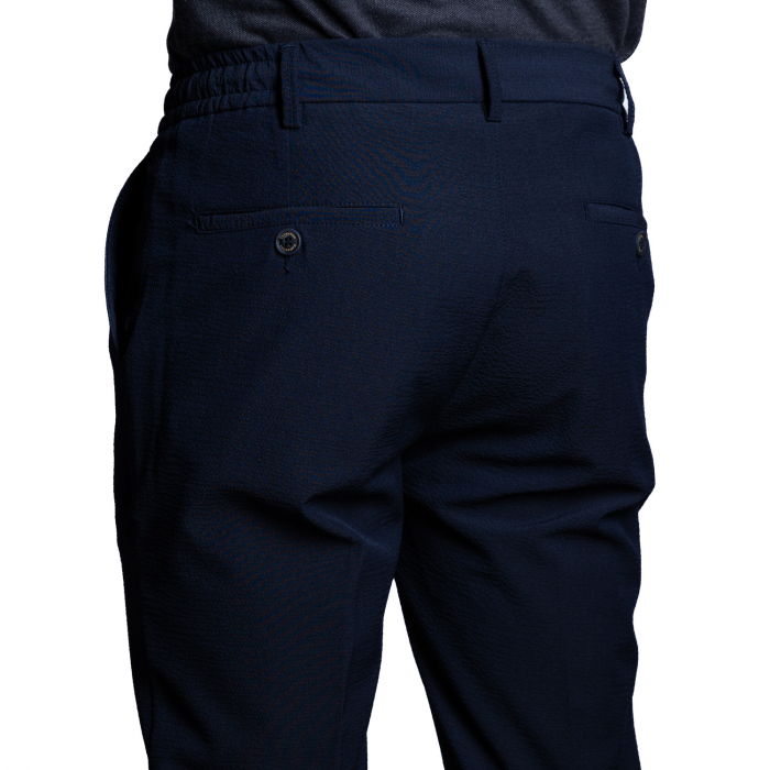 Pantalon bleumarin cu textură, cu șnur [3]