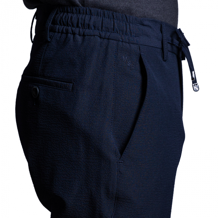Pantalon bleumarin cu textură, cu șnur [2]