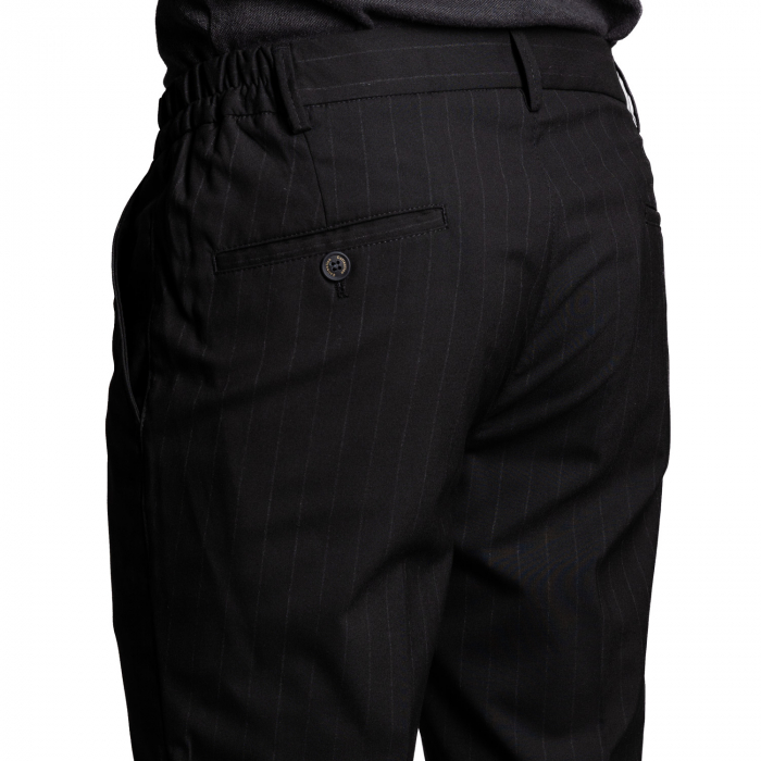 Pantaloni negru cu dungă, șnur [3]