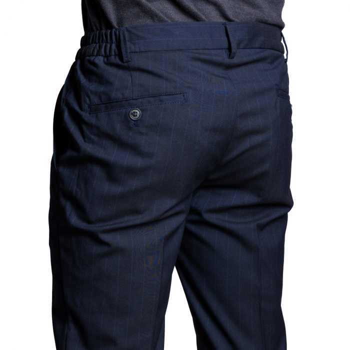 Pantaloni bleumarin cu dungă, șnur [3]